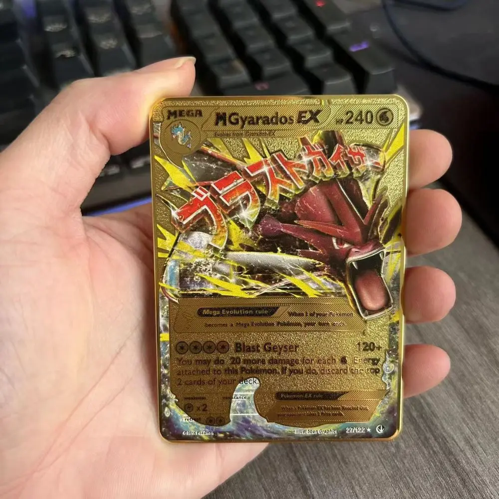 Pokemon Metall-Sammelkarten Anime-Figuren Charizard Pikachu Blastoise Mewtwo Kampf-Sammelkarten Spielzeug Geschenk ﻿