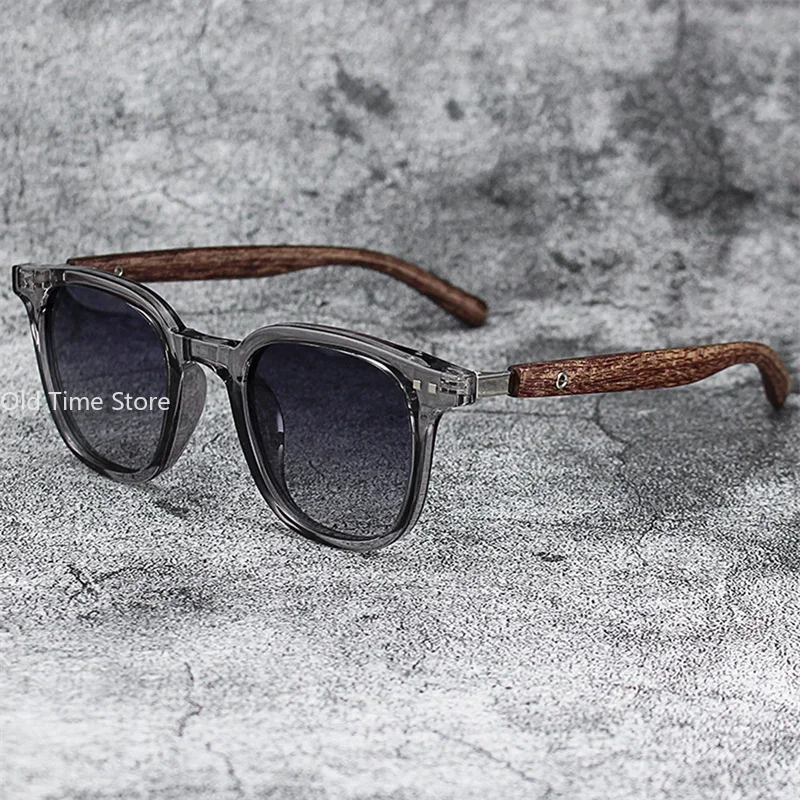 Classic Wood Grain Mirror Legs Sunglasses Men's Small Frame Square Sun Glasses Women's High Quality Eyewear UV400 Oculos De Sol