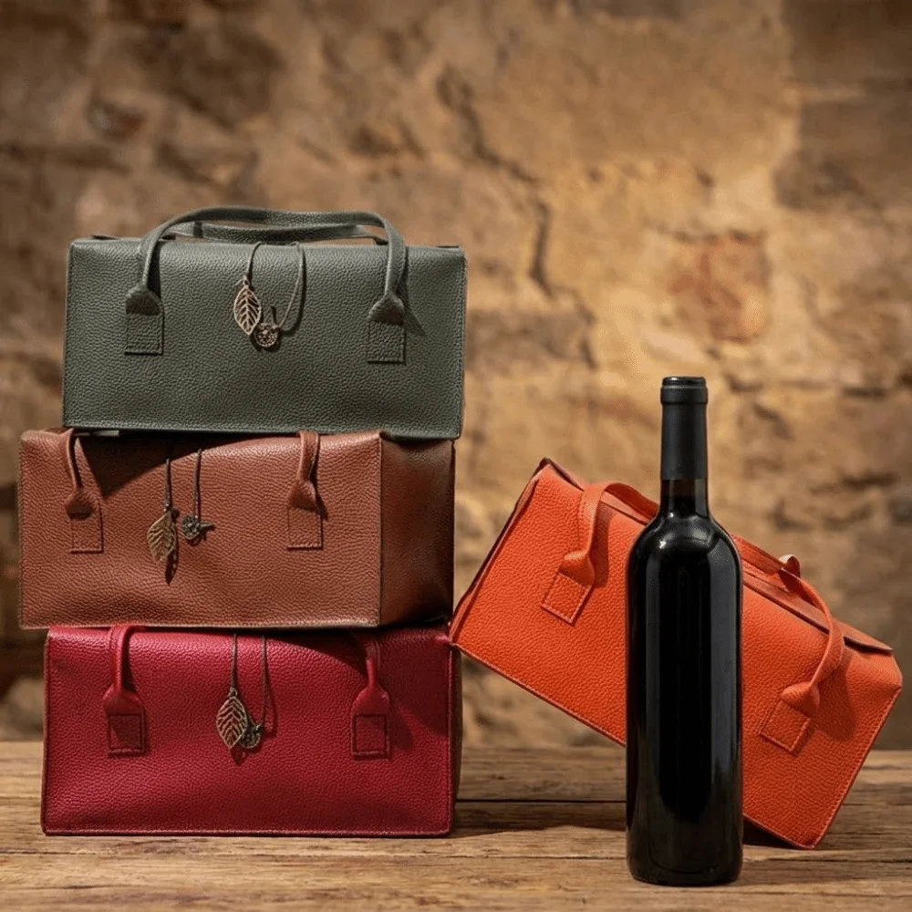 Fashion PU Gift Package Bag Large Capacity Empty Gift Storage Box with Pendant Wine Bag Mid-Autumn Festival