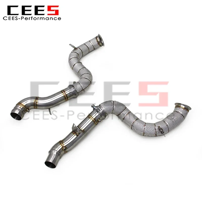 CEES Exhaust Downpipe for Mercedes-Benz GLE63 AMG 4.0TT W166 2016-2023 Stainless Steel with OPF Downpipe Heat Shield Header