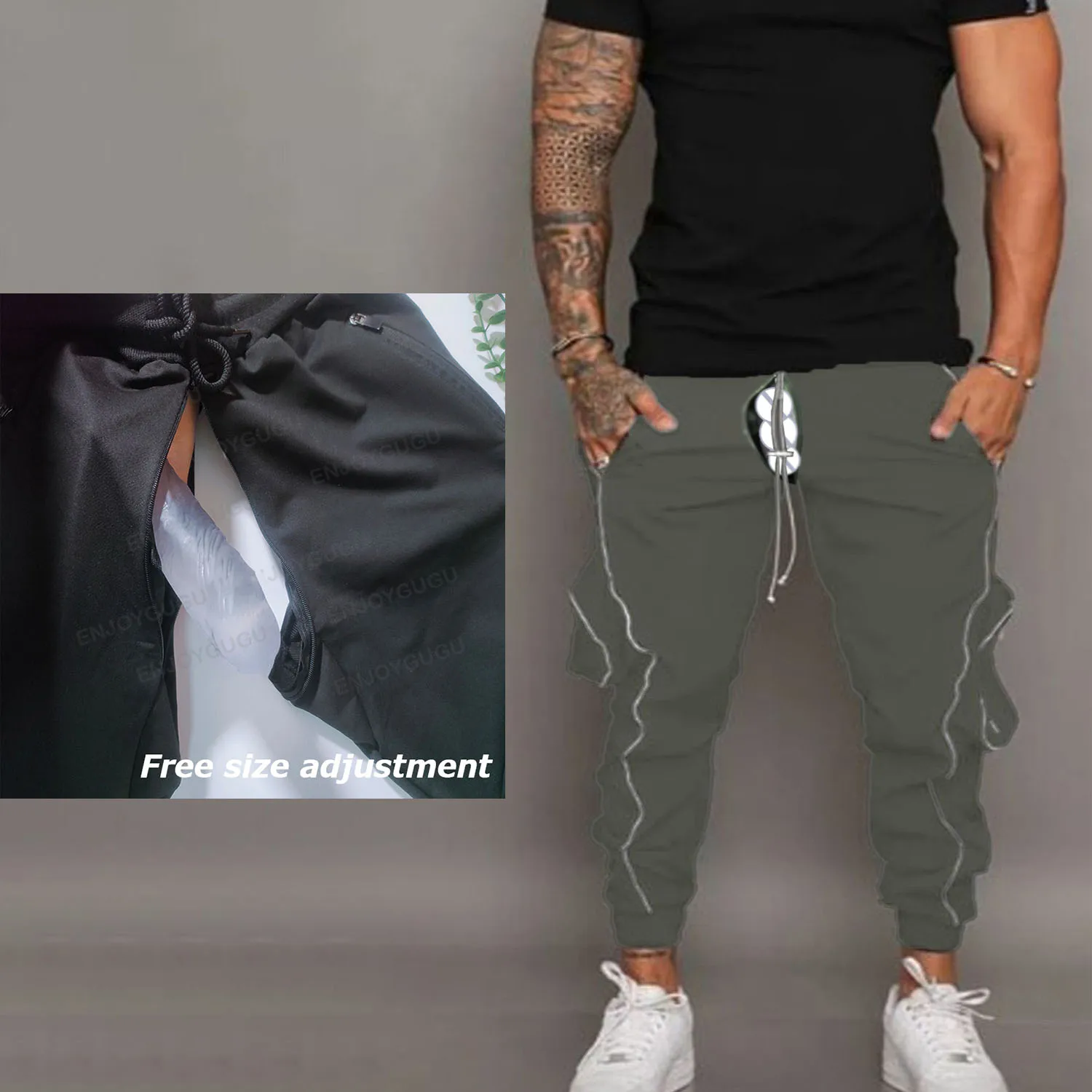 Fall Casual Pants Men's Overalls Open Crotch Outdoor Sex Trousers Loose Sports Basketball Sweatpants Y2g Cargo Exotic Streetwear