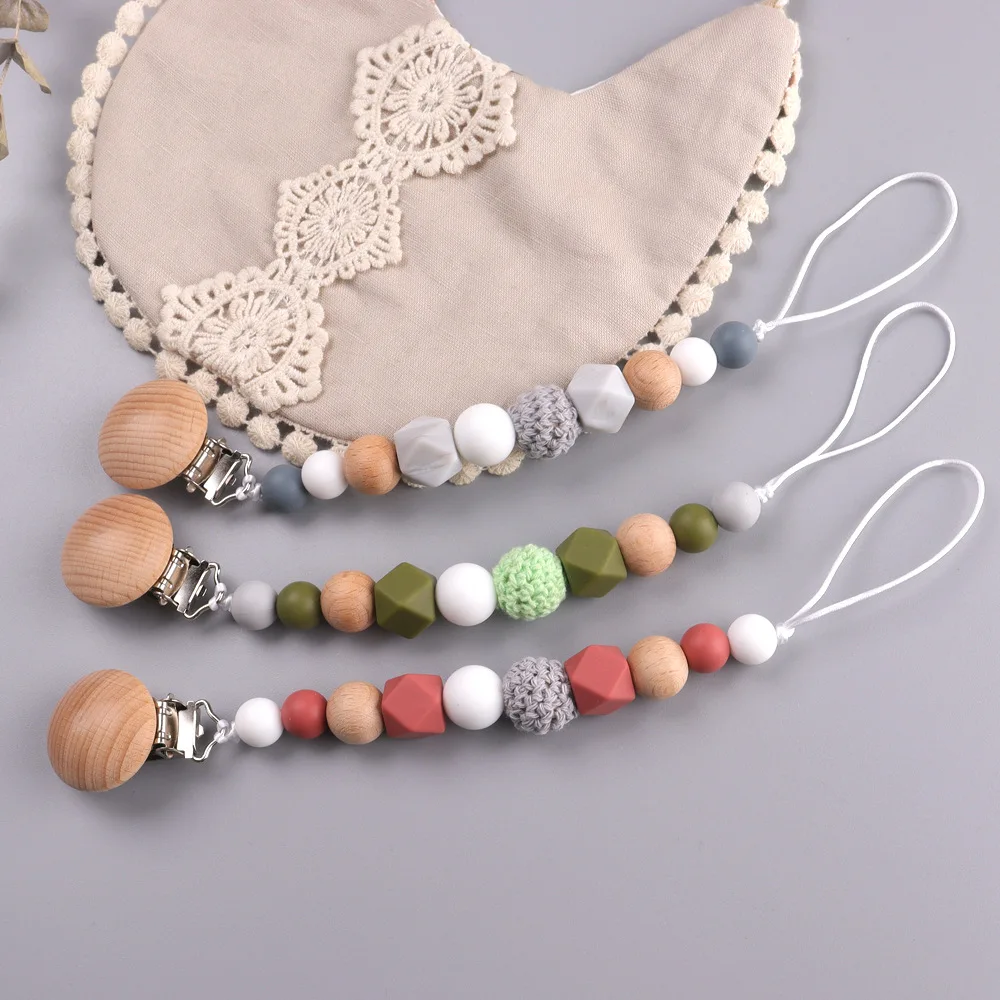 الطفل هوة كليب سلاسل سيليكون الخرز التسنين الدمية الحلمة حامل كليب الوليد ألعاب التسنين الملحقات #4