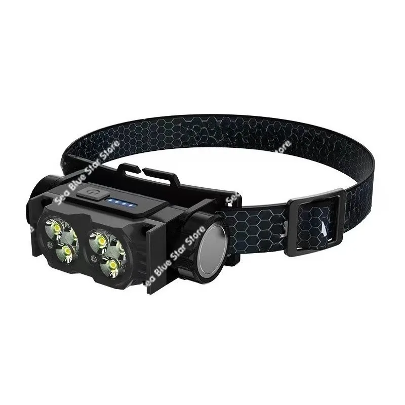 Cross-border new multi-functional six-core strong light headlight, long-range headlight, long battery life, outdoor portable
