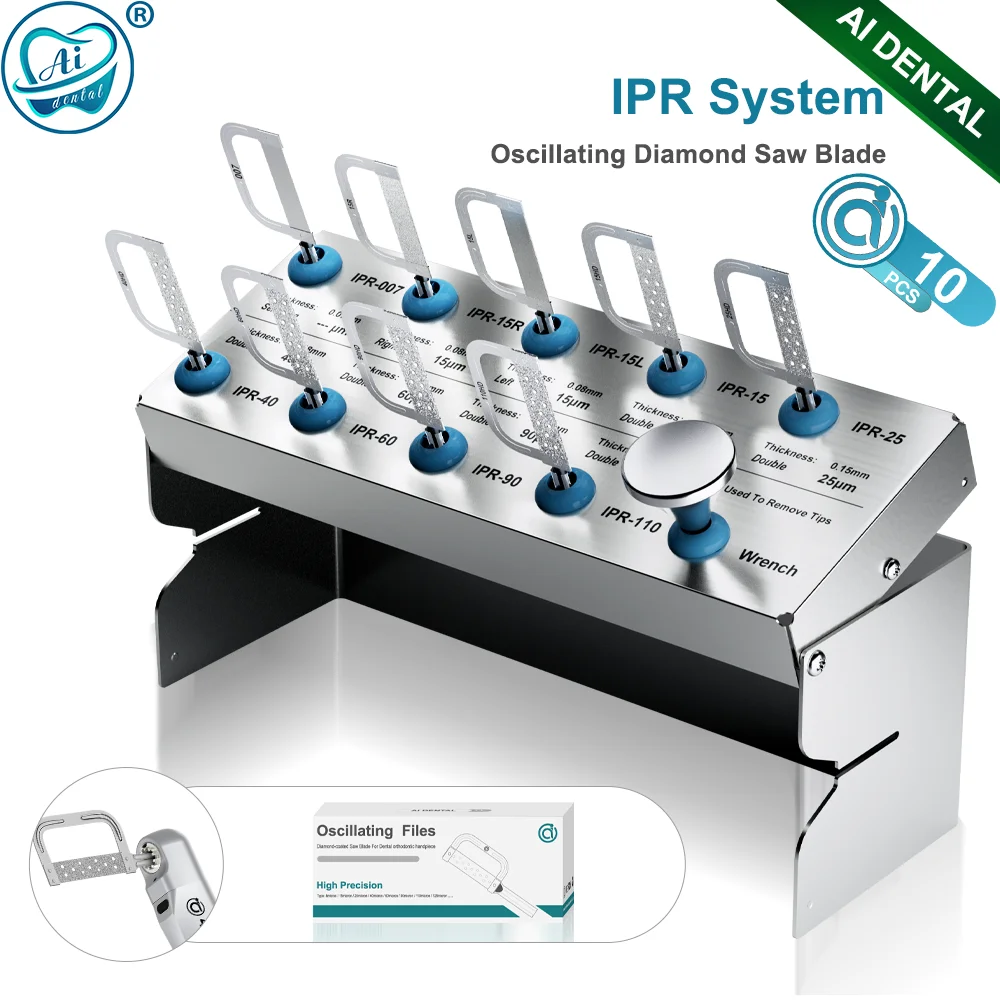 

10pcs/9pcs Mixed Size AI-IPR Vertical Reciprocating Interproximal Stripping Dental Orthodontics IPR System Saw Spare Parts