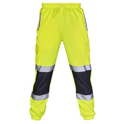New Men'S Safety Work Clothes Casual Pants Road Work High Reflective Strips Pants High Visibility Overalls Joggers Workwear
