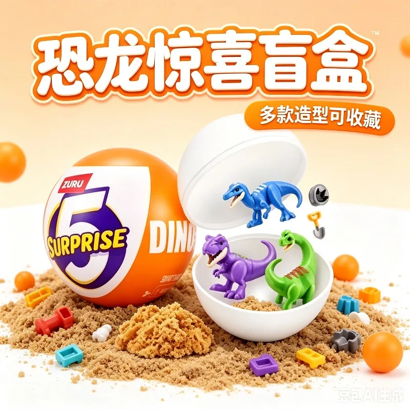 Original ZURU 5 Surprise Dino Capsule Series 1 Blind Box Collectible Display Novelty Toy Set Trendy Cool New Pin Girl Boys Gift