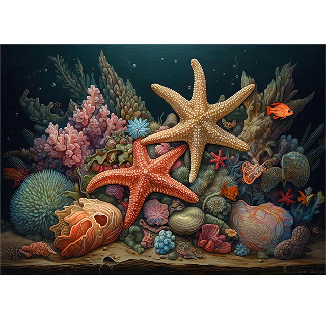 Oceaan Mariene Groei Onderwater Wereld Fotografie Achtergronden Koraalzeesterren Aquarium Vissen Verjaardagsfeestje Decor Achtergronden Banner