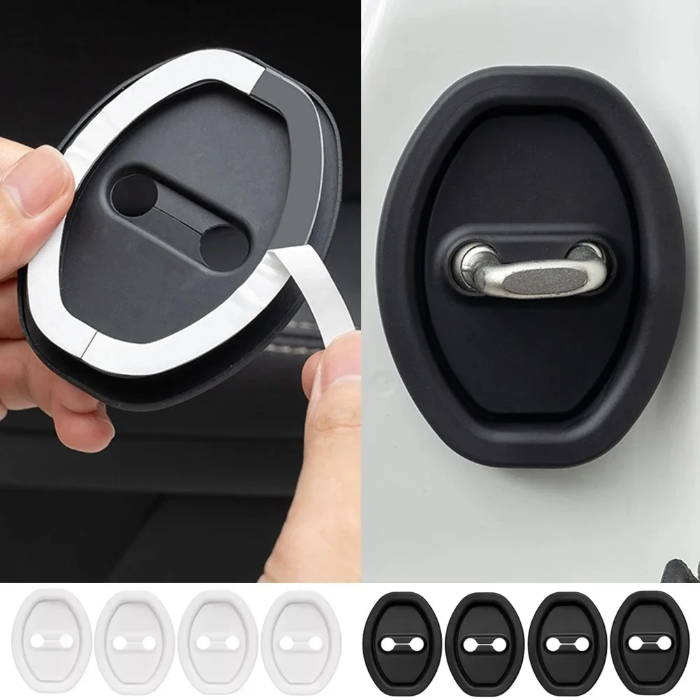 4 Pcs Car Door Lock Protective Cover Universal Silicone Door Shock Absorber Mute Damping Cushion Thickened Anti-collision Pad