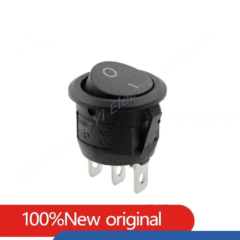 10Pcs/Lot KCD1 Round Boat Switch without Light Black Red and with Light Red Green  3 Pin 2 Gear 6A 250V 10A 125V 23MM Warping