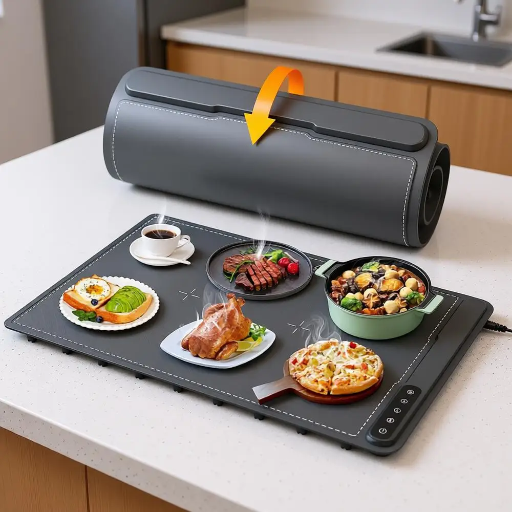 

Электрический подогреватель для еды (24x16), портативный и складной, для столешницы, идеально подходит для встреч, вечеринок и повседневного использования.