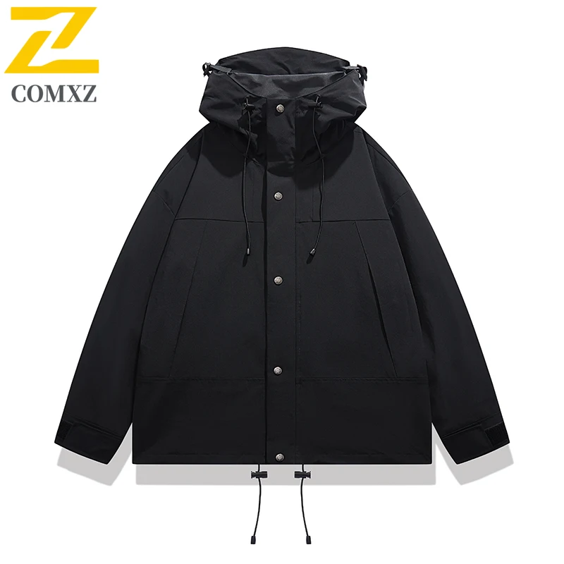 

COMXZ Hot Sale Spring Autumn New Outdoor Windbreaker Unisex Coat Detachable Hood Waterproof Windproof Jacket Outerwear Top 2025