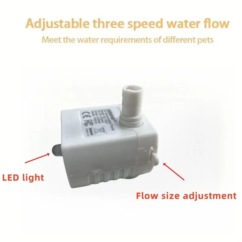 1-teilige, ultraeffiziente, leise USB-Wasserbrunnenpumpe für Haustiere mit LED-Anzeigeleuchte für Wasserbrunnen für Katzen, Premium-Ersatz – Detail 8