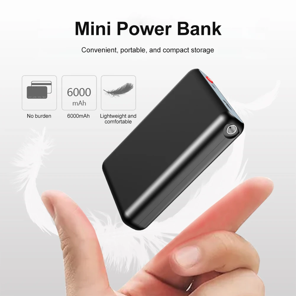 2pcs 6000mAh Portable Power Bank 5V/2A DC Output Mini Portable Charger External Battery Pack for Heating Gloves Sock Vest Jacket