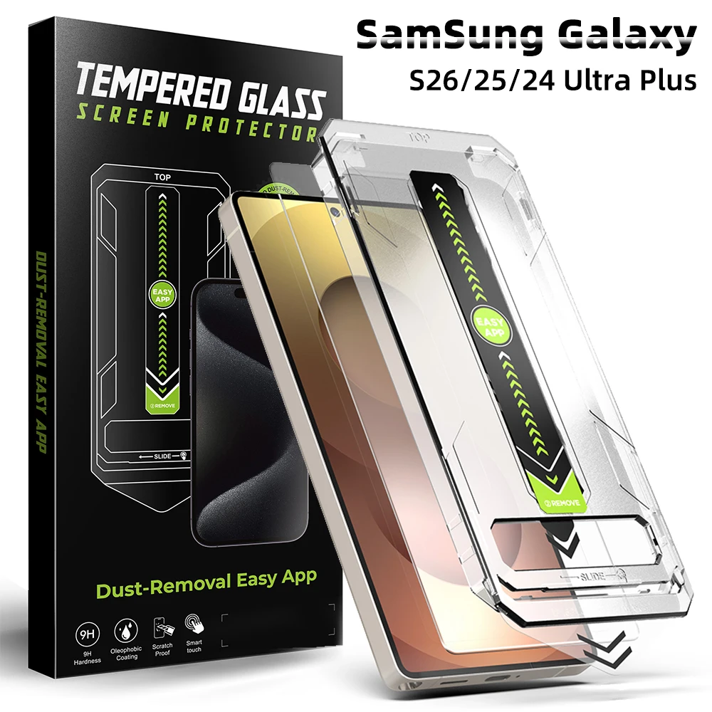 

HD Tempered Glass For Samsung Galaxy S26 S25 S24 Ultra Plus Dust Free Easy Installation Screen Protector Bubble Free Accessories