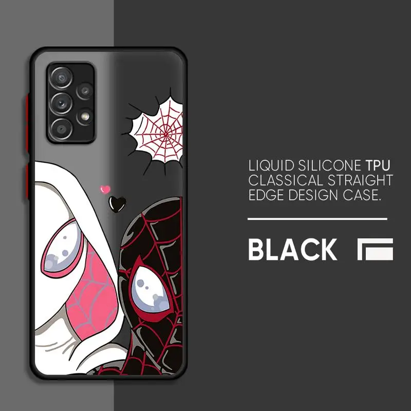 phone case for Samsung Galaxy A52 A32 A21s A16 A13 A55 A54 A12 A15 Los casos matte frosted fundas Marvel Spider Man Gwen Love