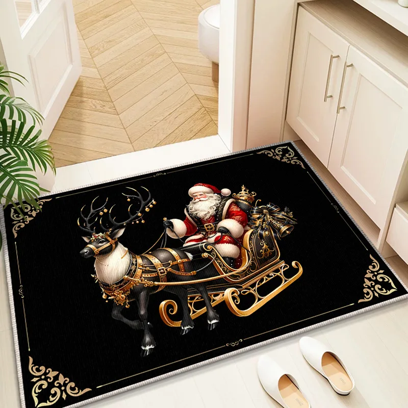 VIKAMA Dark Green Dachshund Christmas Sweater Door Mat Dirt Resistant Non Slip Entryway Porch Pet Outdoor Holiday Home Decor