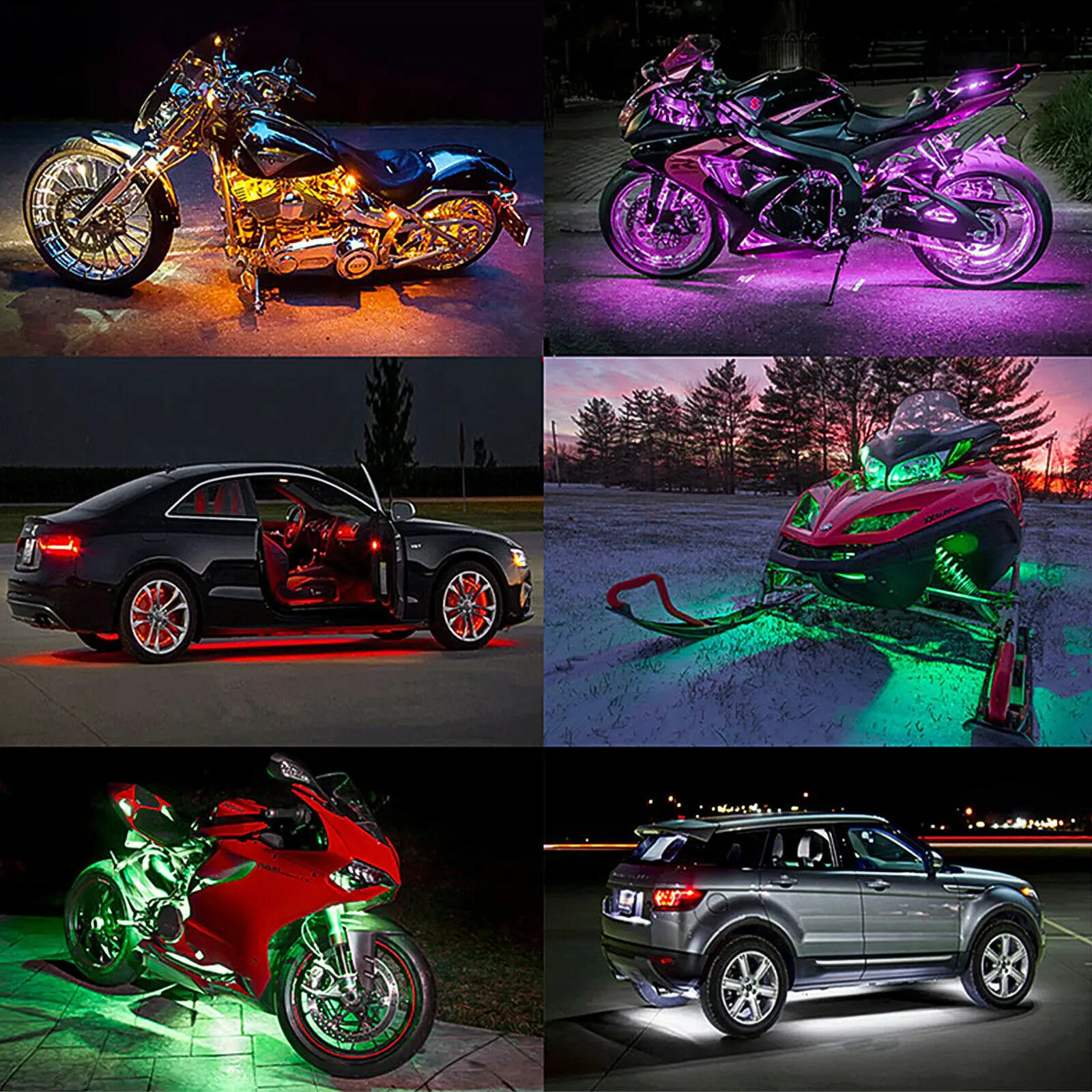 16PC APP IR RF telecomandi Wireless Neon Ground Atmosphere moto LED Light Strips per Harley Davidson Honda Kawasaki