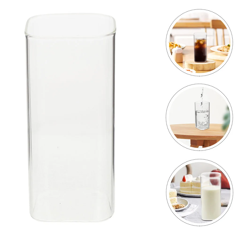 

Square Glass Cup Clear Water Milk Coffee Tea Cocktail Drinking Glasses Exquisite Workmanship Perfect for All Occasions