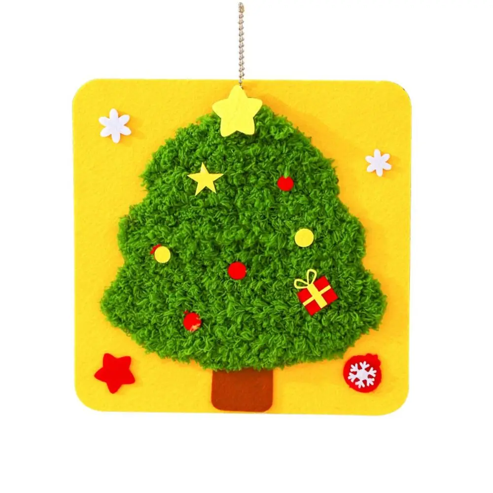 Dessin animé noël poinçon aiguille ensemble bonhomme de neige père noël à la main laine peinture wapiti cerf broderie laine dessin broderie