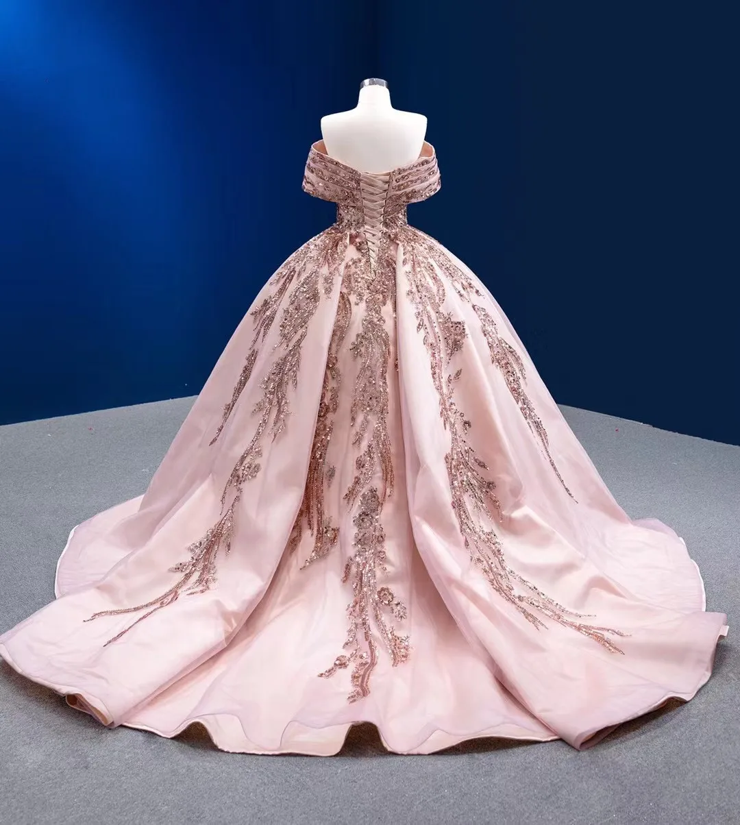 Vestidos de quinceañera Rosa Charro, vestido de baile con hombros descubiertos, apliques de lentejuelas hinchados, vestidos de dulce mexicano 16, 15 años