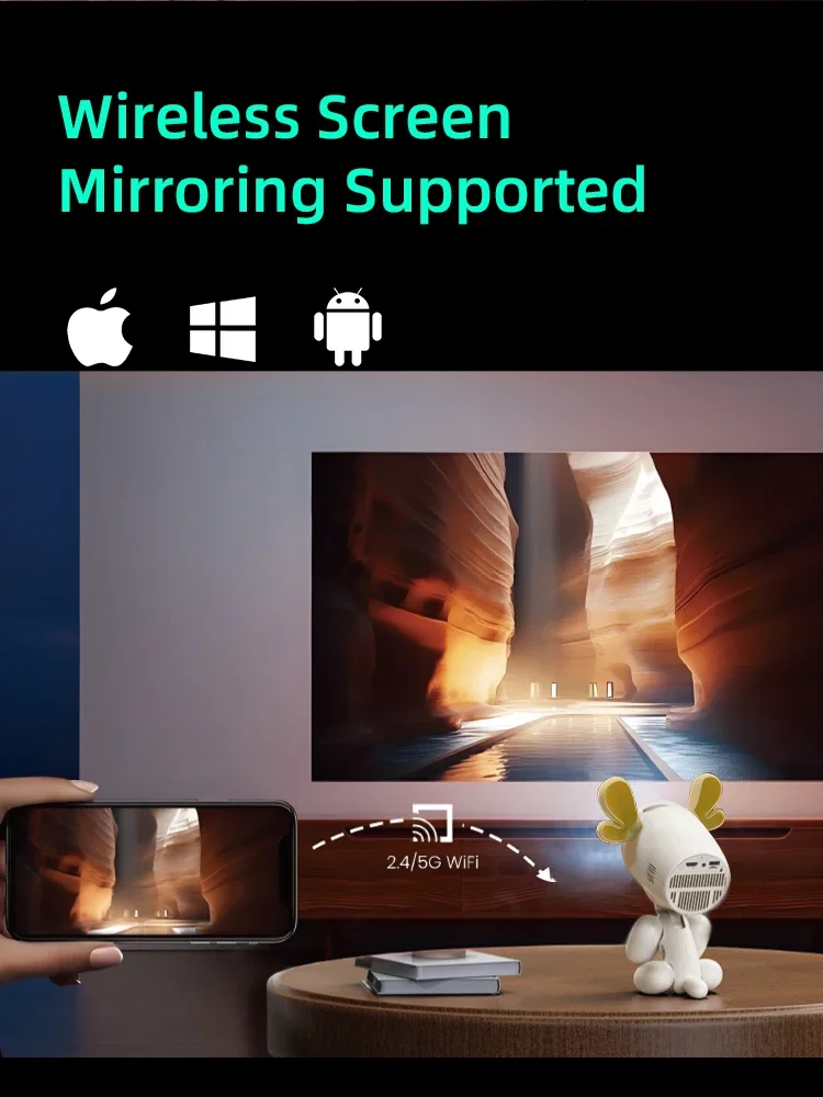 جهاز عرض صغير لطيف تزلف 720P أصلي | مكبر صوت ستيريو 3 واط | إسقاط متعدد الزوايا | مسرح منزلي محمول، متوافق مع Netflix #6