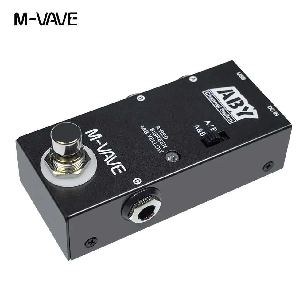 M-VAVE ABY Line Selector Mini Pedal True Bypass para Guitarra e Baixo, Caixa de Comutação AB, Divisor e Combinador de Canais, Acessório de Palco