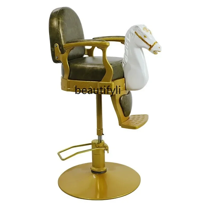 

Boy Hair Cutting Chair Hairdressing Chair Mini White Trojan Barber Chair Liftable