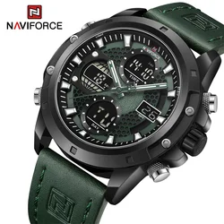 Marca NAVIFORCE, reloj para hombre con pantalla Dual LED, relojes de pulsera deportivos digitales militares de cuarzo, reloj despertador resistente al agua, reloj Masculino