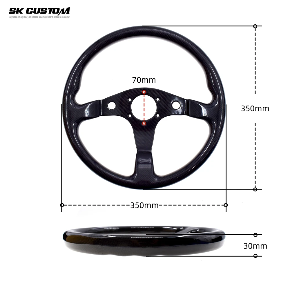 

Universal 14 Inch Genuine Carbon Fiber Racing Sport Steering Wheel Diameter 70mm / 350mm Screw Hole Car Modification Accessories