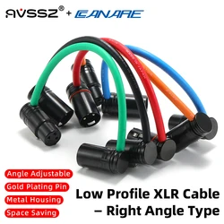 AVSSZ Low profile 3 Pin XLR Connector Cable Right Angle L Shape Plug Microphone Mixer Amp Professional Audio Line Male to Female