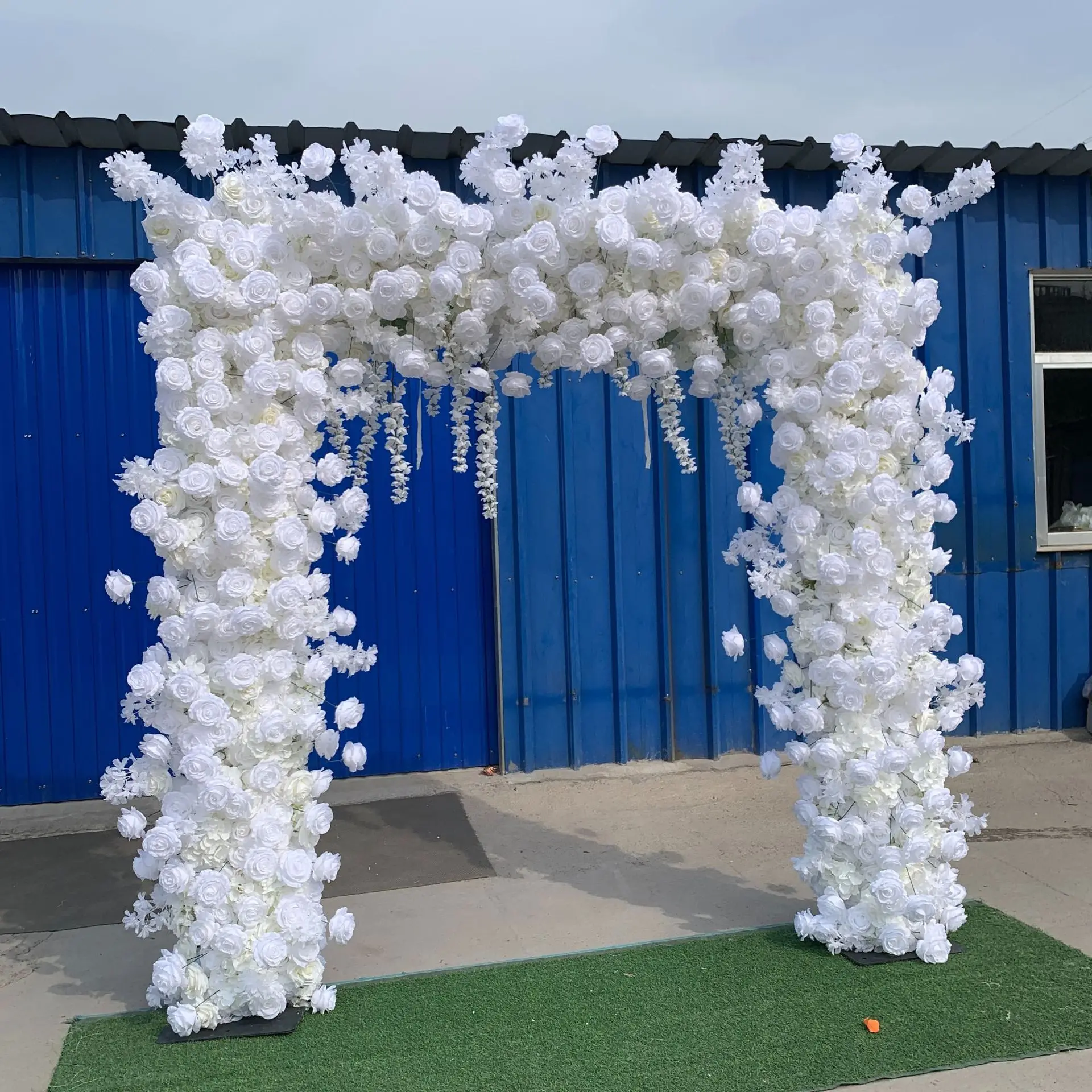 Simulation of white square arch, marriage proposal background arch simulation, floral background cloth bottom arch