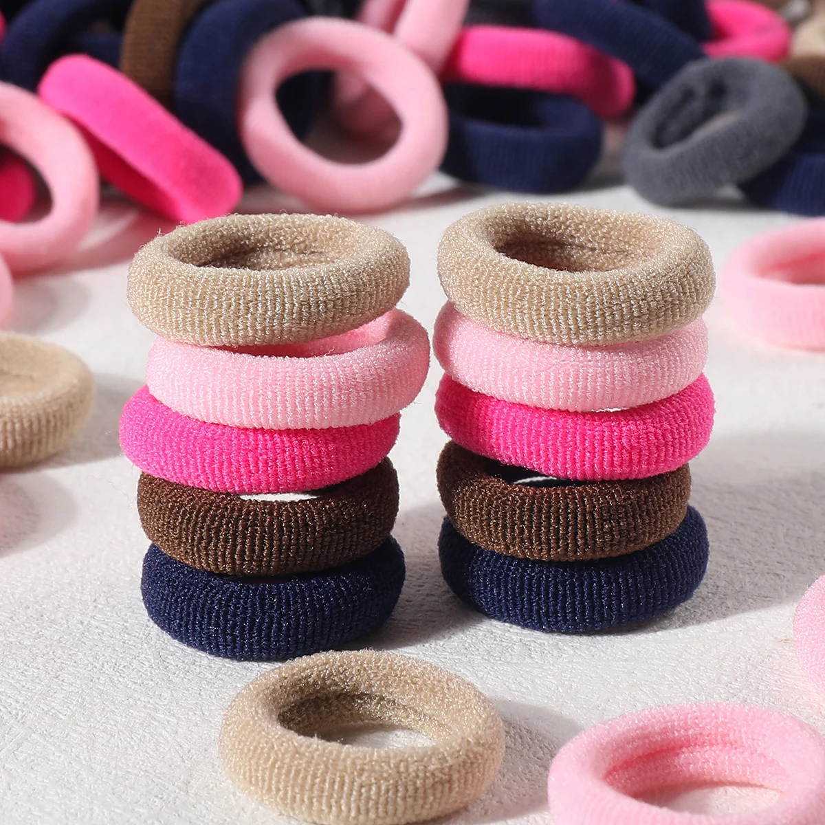 100PCS New Basic Nylon Ealstic Hair Ties for Girls Colorful Hair Band Ponytail Holder Scrunchie Rubber Band Kid Hair Accessories