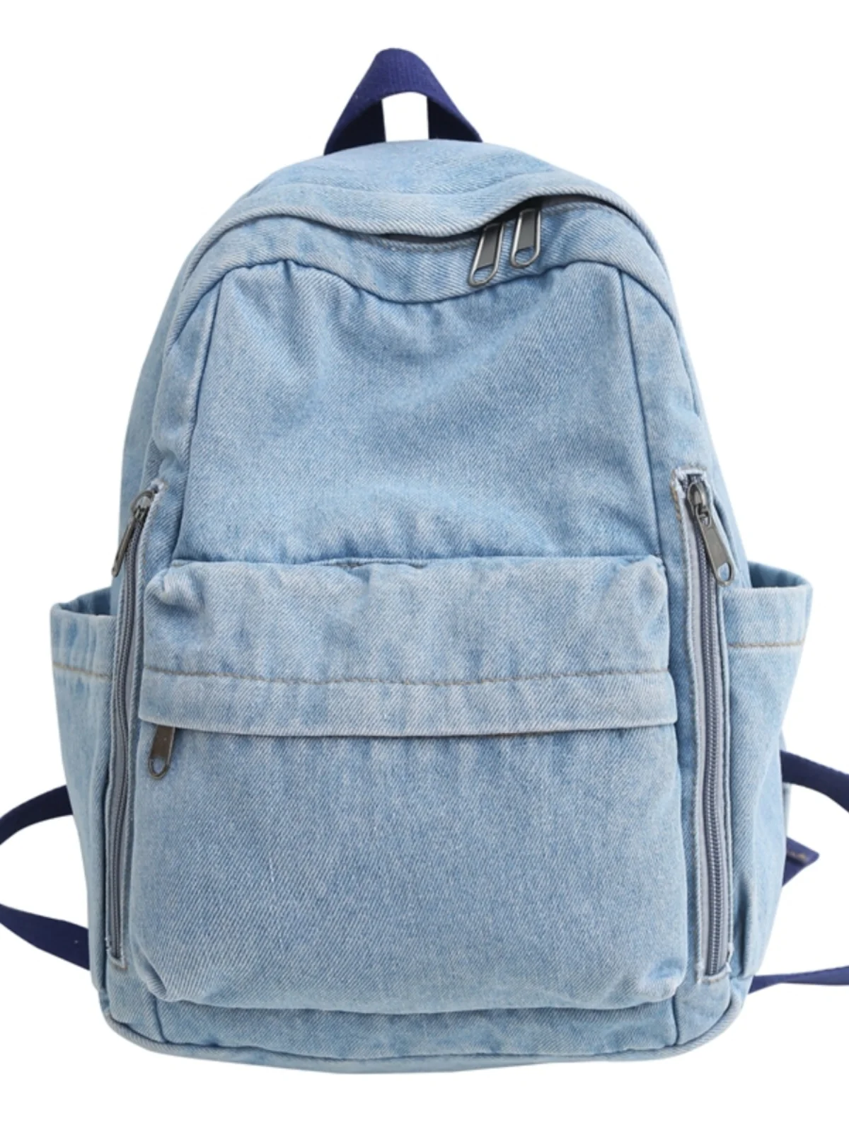 2024 New American Style Retro Denim Canvas Schoolbag For Women Simple Leisure 100 Large Capacity Light Literary Travel Bag Trend
