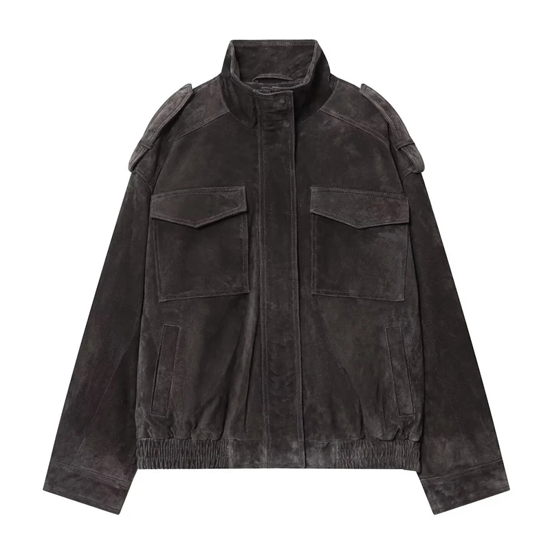 TFMLN 2025 Women Winter Thicken Jackets Fashion Suede Pockets Jacket Streetwear Leisure Pocket Zipper New Oversized Jackets