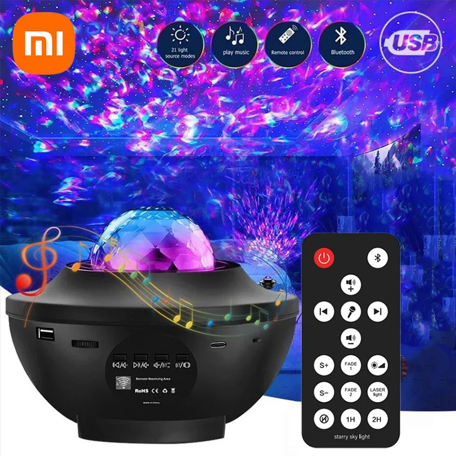 Xiaomi LED Starry Galaxy Projector Night Light Bluetooth Music Player Star NightLight Colorful Projector Night Lamp Child Gift