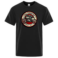 Full Throttle Cafe Racer Rockabilly Biker Printed T-Shirt Summer Men Women Loose Fashion Casual Short Sleeve Loose Cotton Tshirt
