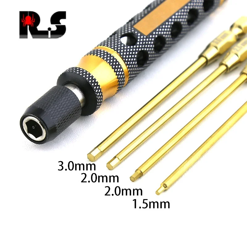 RS Red Spider Chiave esagonale interna rivestita in titanio Strumento di riparazione modello barca con lama rinforzata per modelli di aeroplani e auto