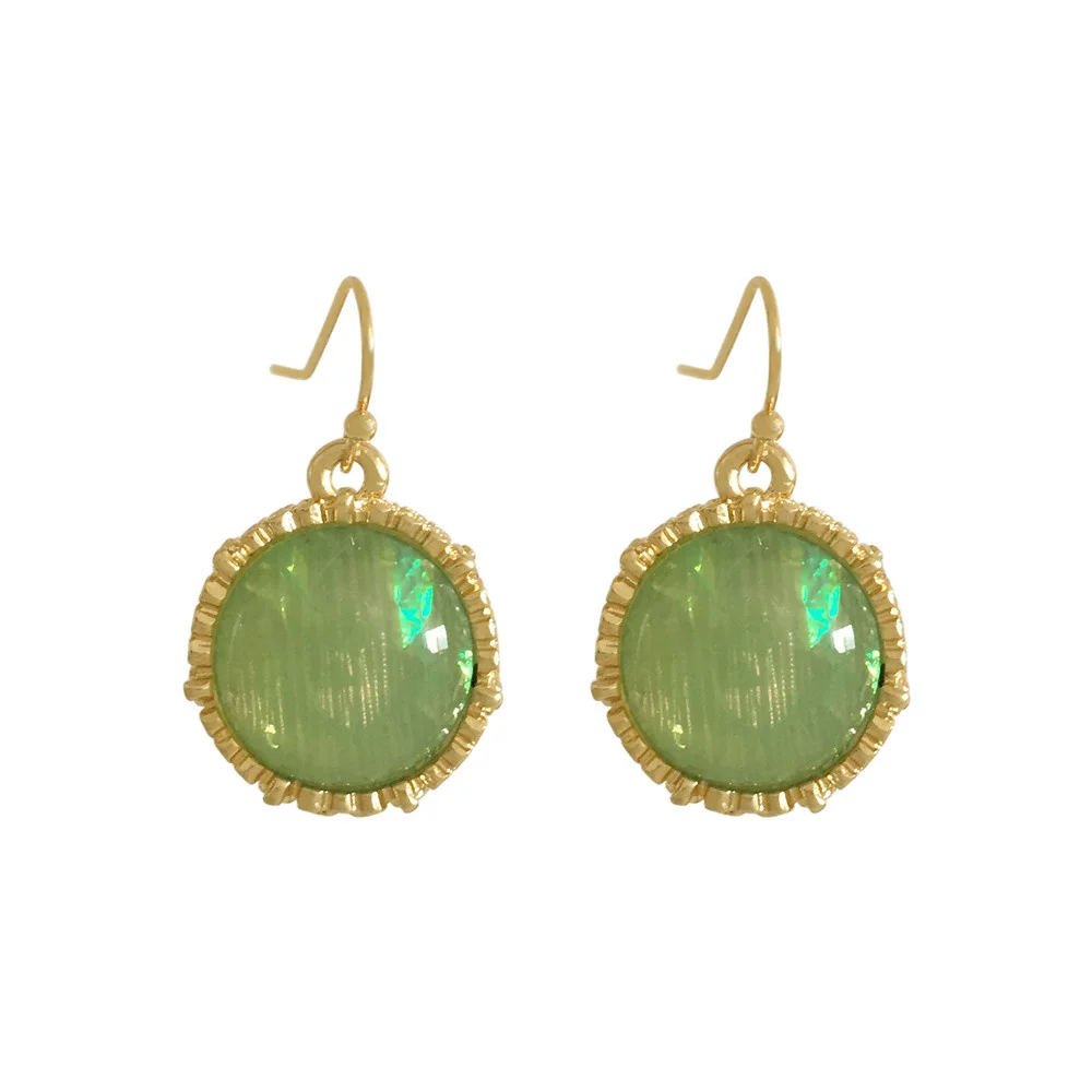 Casual Gold Color Plating Green Stone Drop Earrings For Women Girl Elegant Gorgeous Sweater Matching Jewelry Accessory