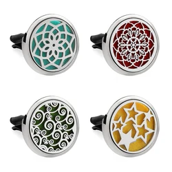 Patterns Flowers Stars Rotated Hollow Aromatherapy Car Perfume Diffuser Stainless Steel 30mm Locket Car Air Freshener Vent Clip