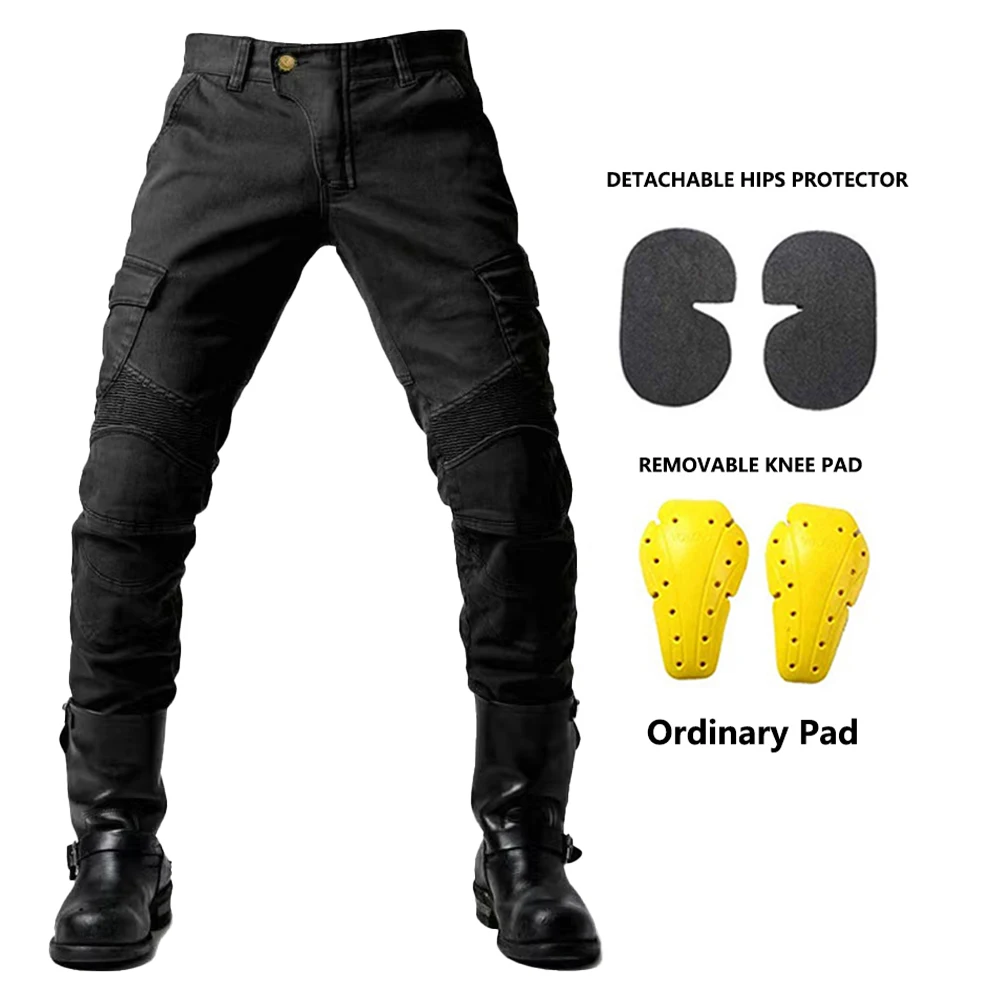 New Motorcycle Black Men Fashion Pants Upgrade Extension Protector Detachable Racing Road Rider Four Seasons Casual Jeans