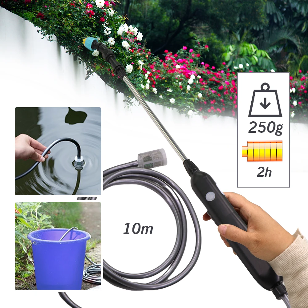 

Electric Sprayer Portable Spray Gun with 2/4/5.5/9.5m Watering Tubing Extended 2400mAH USB Rechargeable Garden Irrigation Tool