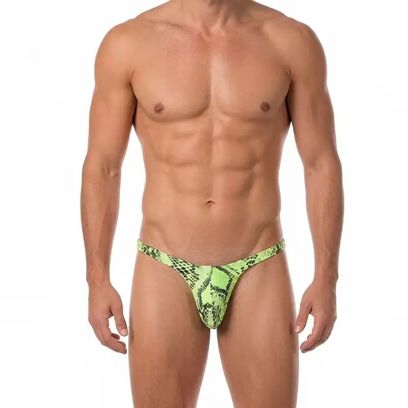 Men Thong Ultra Thin Underwear Low-rise Bulge Pouch Underpants Leopard Print Breathable T-back G String Panties Exotic Lingerie
