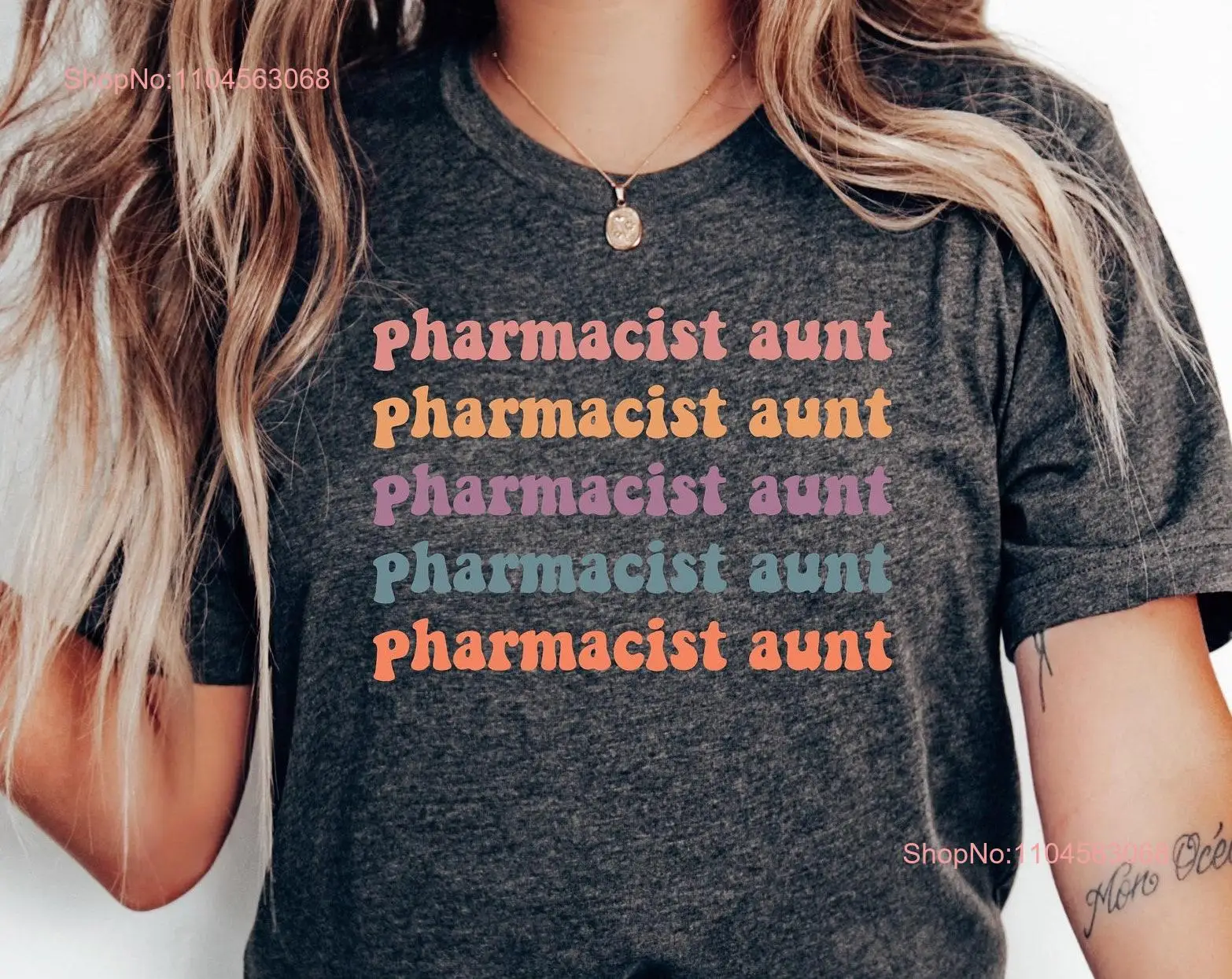 

Pharmacist AunT T Shirt Personalized Trendy Mom Groovy For Mothers Day Cute Women long or short sleeves