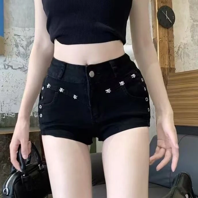 

Весна-лето, тонкие сексуальные джинсовые шорты, женские узкие джинсы, короткие брюки, модные эластичные черные горячие шорты, повседневные джинсовые шорты для девочек