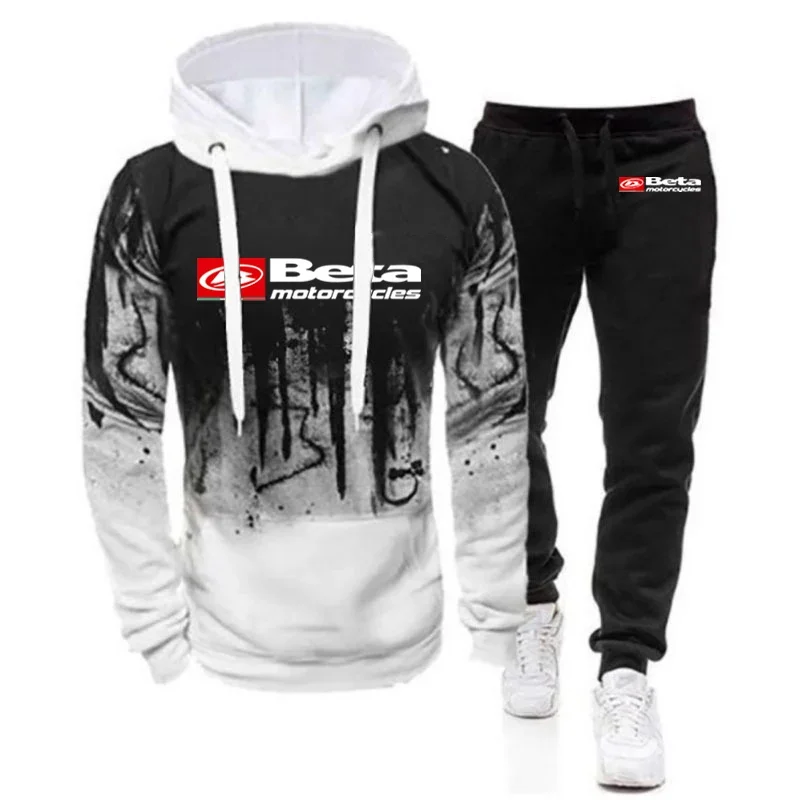 2024 New Printing Beta Racing Motorcycle Brand Fashion Mens Popular Sportswear Gradient Hoodie Two-Piece Suit