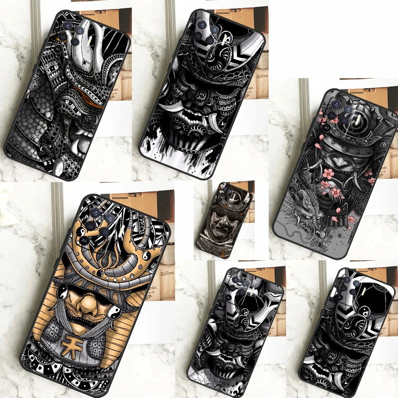 Samurai Japanese Warrior Mask Helmet For OPPO A58 A78 A98 A54 A74 A94 A16 A76 A96 A5 A9 A52 A72 A79 A53S A15 A17 A57 A77 Case