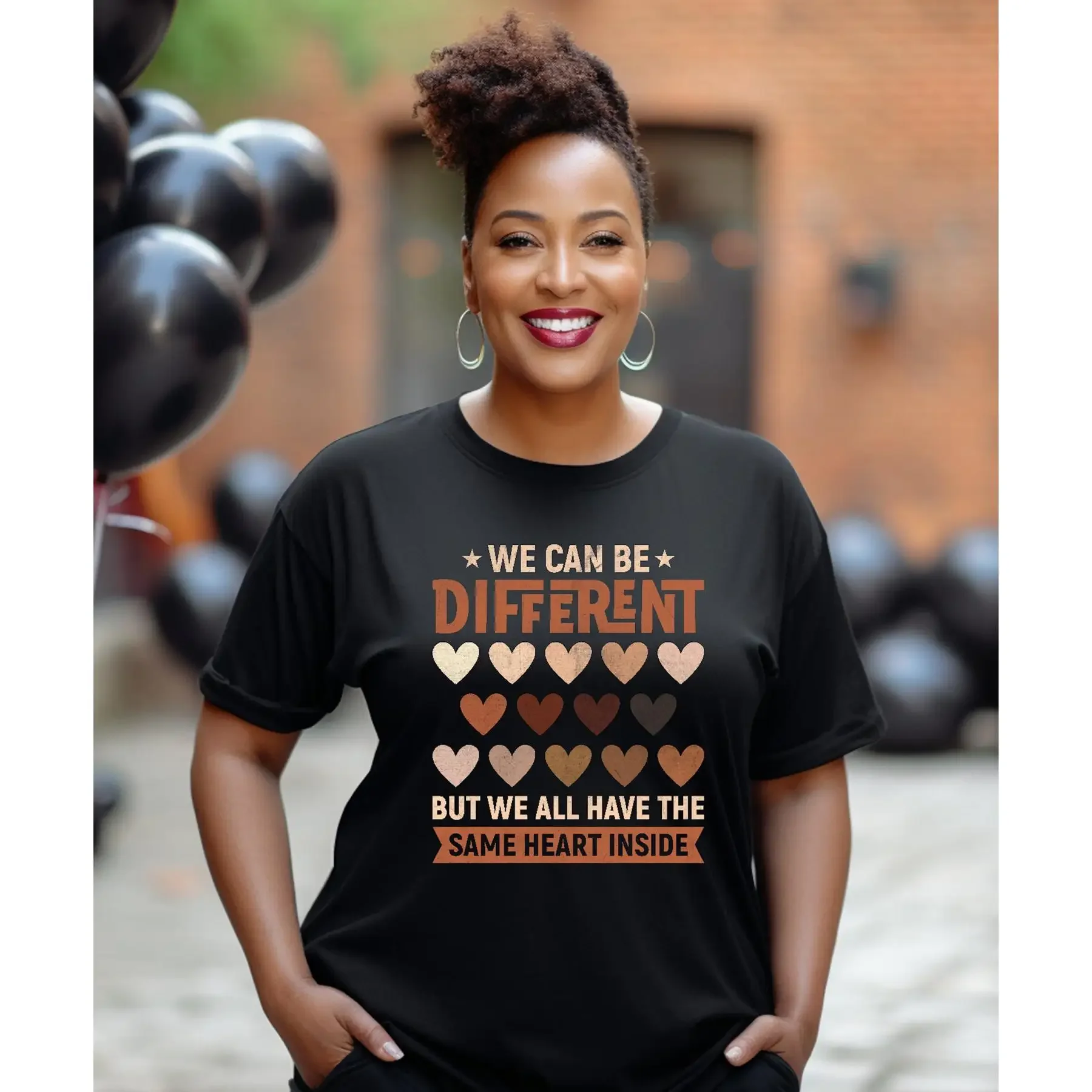 تي شيرت شهر التاريخ الأسود يمكننا أن نكون مختلفًا في الخارج ولكن لديك نفس القلب داخل فخر حقوق الإنسان #1