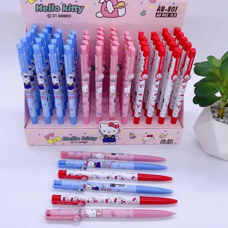 Sanrio My Melody pena Gel Hello Kitty Student menulis tanda tangan pena netral alat tulis kantor sekolah grosir 60 buah