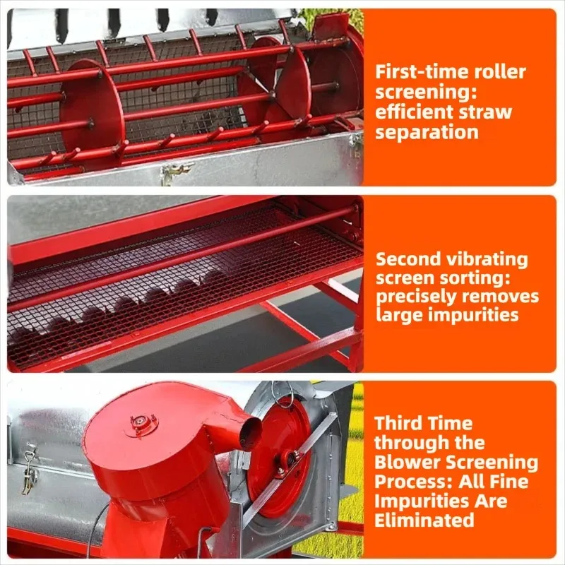 Automatic Rice Thresher Machine Full Feed Cleaning Type Grain Sheller for Paddy Wheat Sorghum Rapeseed Harvest