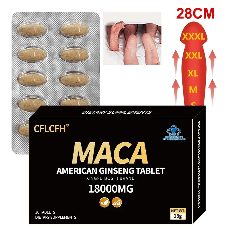 Organic Black Maca Epimedium Ginseng Tablets, Supports Reproductive Health Natural Energizer